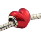 In My Heart Bead Red Enamel 925 Sterling Silver Charm