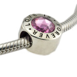 DIY Love is Forever Beads with Pink Crystal 925 Sterling Silver Jewelry
