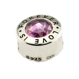 DIY Love is Forever Beads with Pink Crystal 925 Sterling Silver Jewelry