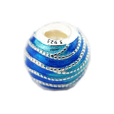 Sterling Silver Swirls Beads Enamel Charms for Bracelets DIY