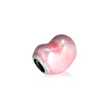 925 Sterling Silver Heart Charm Beads for Bracelets DIY Jewelry