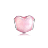 925 Sterling Silver Heart Charm Beads for Bracelets DIY Jewelry
