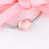 925 Sterling Silver Heart Charm Beads for Bracelets DIY Jewelry