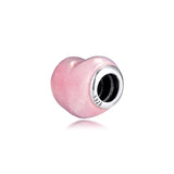 925 Sterling Silver Heart Charm Beads for Bracelets DIY Jewelry