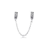 Sterling Silver Sparkling Arcs of Love Safety Chain Beads with CZ