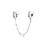Sterling Silver Sparkling Arcs of Love Safety Chain Beads with CZ