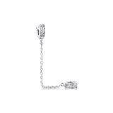 Sterling Silver Sparkling Arcs of Love Safety Chain Beads with CZ