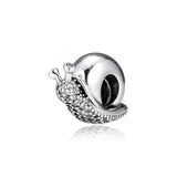DIY Bracelet Charms Snail Beads with CZ Sterling Silver
