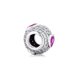 Heart Pave Charms with Clear Pink CZ 100% 925 Sterling Silver Beads