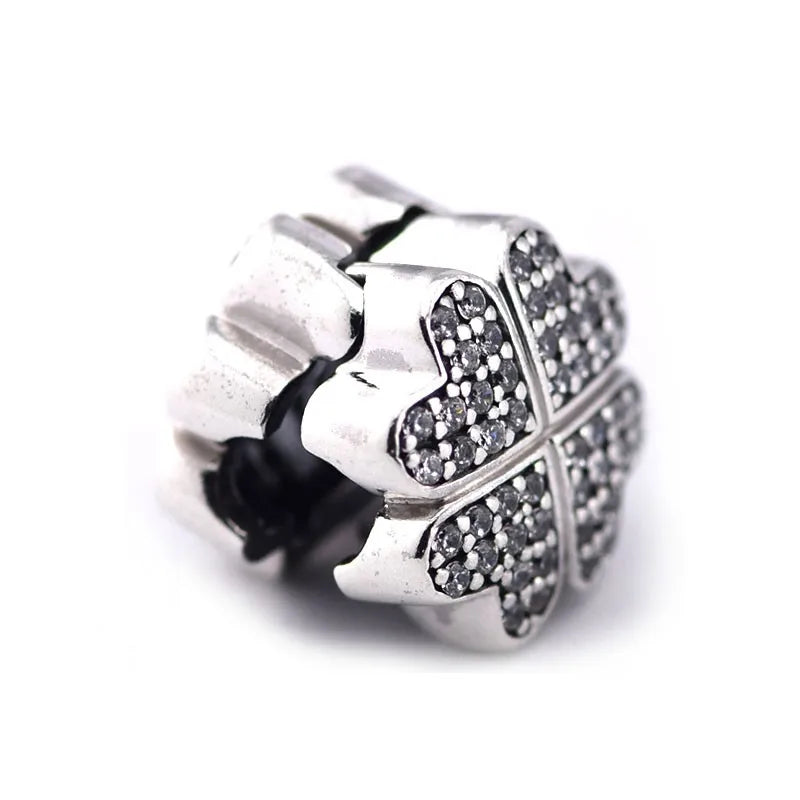 Petals of Love Clip Charms with CZ 925 Sterling Silver Beads