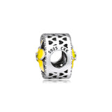 Floral Beads w/ Pale Yellow Enamel on 925 Sterling Silver Jewelry