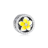 Floral Beads w/ Pale Yellow Enamel on 925 Sterling Silver Jewelry