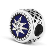 Starry Sky Heart Beads with Enamel 925 Sterling Silver Jewelry