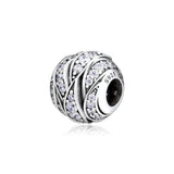 Sterling Silver Swirling Lines Beads for Charms Bracelets DIY