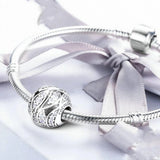 Sterling Silver Swirling Lines Beads for Charms Bracelets DIY