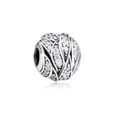 Sterling Silver Swirling Lines Beads for Charms Bracelets DIY