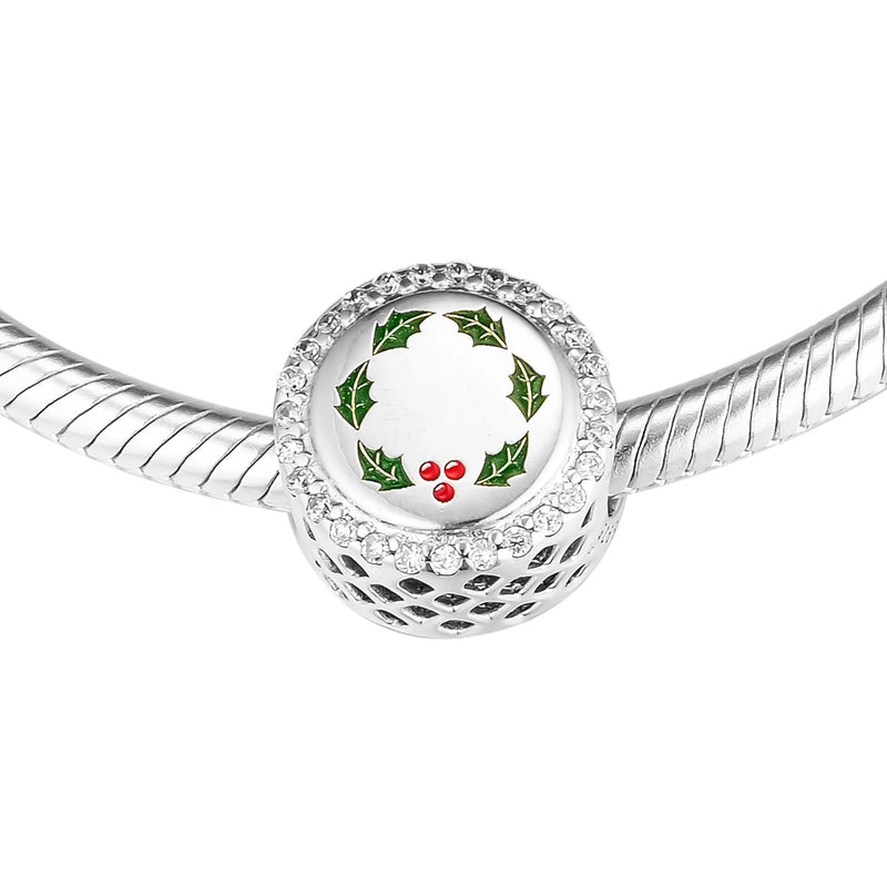 Sterling Silver DIY Feliz Navidad Bead Charms Bracelets Fits