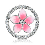 Floral Beads with Pale Pink Enamel & CZ 925 Sterling Silver Charms Bracelets