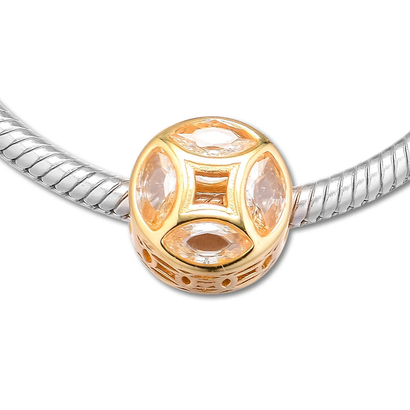Good Fortune Coin Beads for Charms Bracelets 100% 925 Sterling Silver