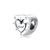 925 Sterling Silver Heart Beads Charm Bracelet DIY Fits