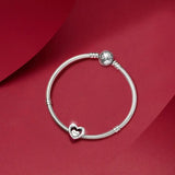 925 Sterling Silver Heart Beads Charm Bracelet DIY Fits