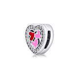 925 Sterling Silver Hearts of Love Clip Beads for Charms Bracelets