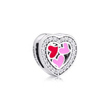 925 Sterling Silver Hearts of Love Clip Beads for Charms Bracelets