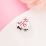 Hope Pink Ribbon Beads 925 Sterling Silver Jewelry