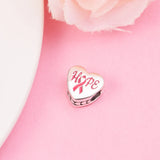 Hope Pink Ribbon Beads 925 Sterling Silver Jewelry
