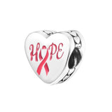 Hope Pink Ribbon Beads 925 Sterling Silver Jewelry