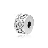 DIY Charms Bracelets Knotted Heart Clip Beads 925 Sterling Silver Jewelry