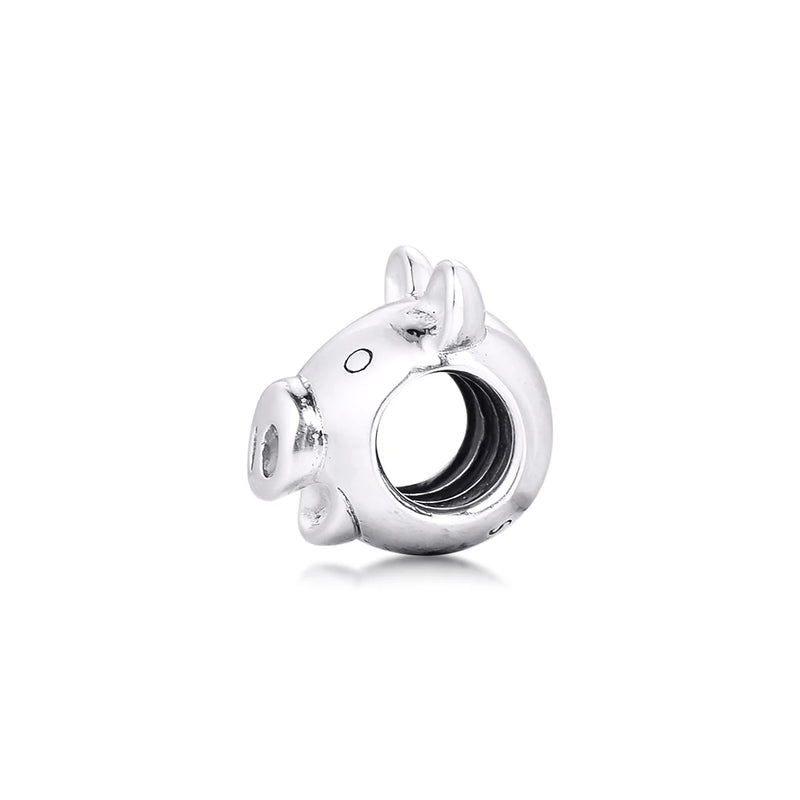 Sterling Silver Pig Beads for Charms Bracelets