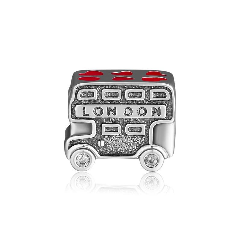 London Bus Beads 925 Sterling Silver Charms Bracelet DIY Fits