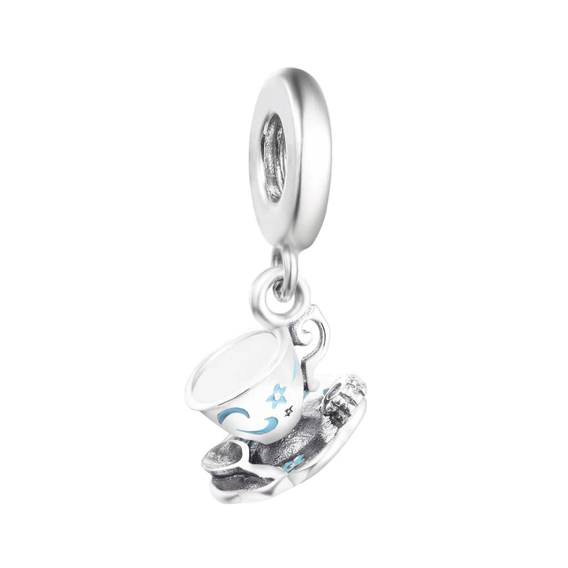 925 Sterling Silver Tea Cup Dangle Beads for Charms Bracelets