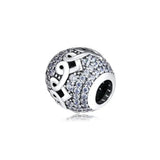 925 Sterling Silver Pave Heart to Heart Beads for Charms Bracelets