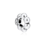 925 Sterling Silver Polished & Pave Bead Spacer Beads for Charms Bracelets