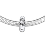 925 Sterling Silver Polished & Pave Bead Spacer Beads for Charms Bracelets