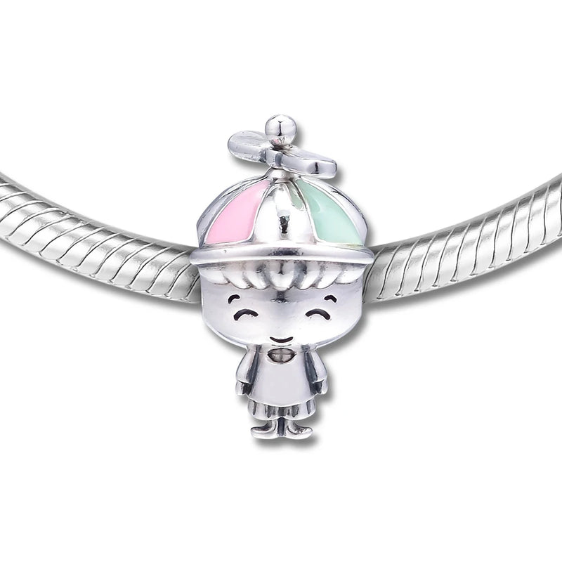 925 Sterling Silver Propeller Hat Boy Beads for Charms Bracelets