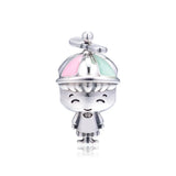 925 Sterling Silver Propeller Hat Boy Beads for Charms Bracelets