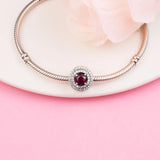 Red Sparkling Round Beads 925 Sterling Silver Jewelry
