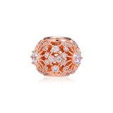 925 Sterling Silver Rose Openwork Beads for Charms Bracelets