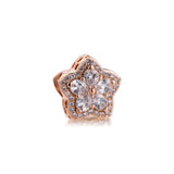 925 Sterling Silver Snowflake Pave Beads for Charms Bracelets
