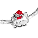 Santa in Space Beads 925 Sterling Silver Charms Bracelet Fits DIY