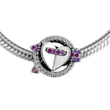 Sterling Silver Sparkling Arrow & Heart Beads for Charms Bracelets