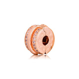 Pave Lines Clip Rose Beads 925 Sterling Silver Jewelry