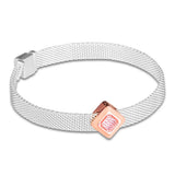 Pink Square Clip Beads 925 Sterling Silver Jewelry