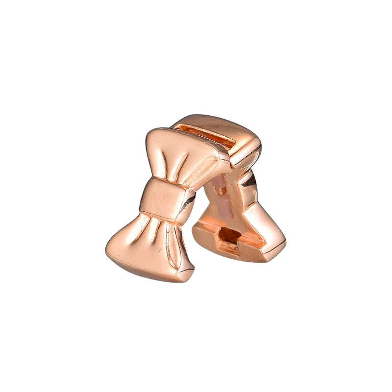 Sweet Bow Clip Beads for Charms Bracelets 925 Sterling Silver