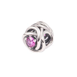 925 Silver Charms Pink Eternity Circle Beads Bracelet DIY Fits