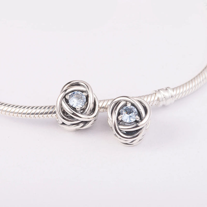 DIY Charm Bracelet Sea Aqua Circle Beads 925 Sterling Silver Jewelry
