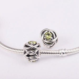 Spring Green Eternity Circle Beads Bracelet 925 Sterling Silver